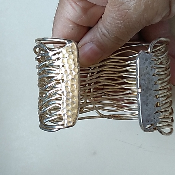 Vintage Silver Gold Tone, Cuff Bracelet - Picture 5 of 6